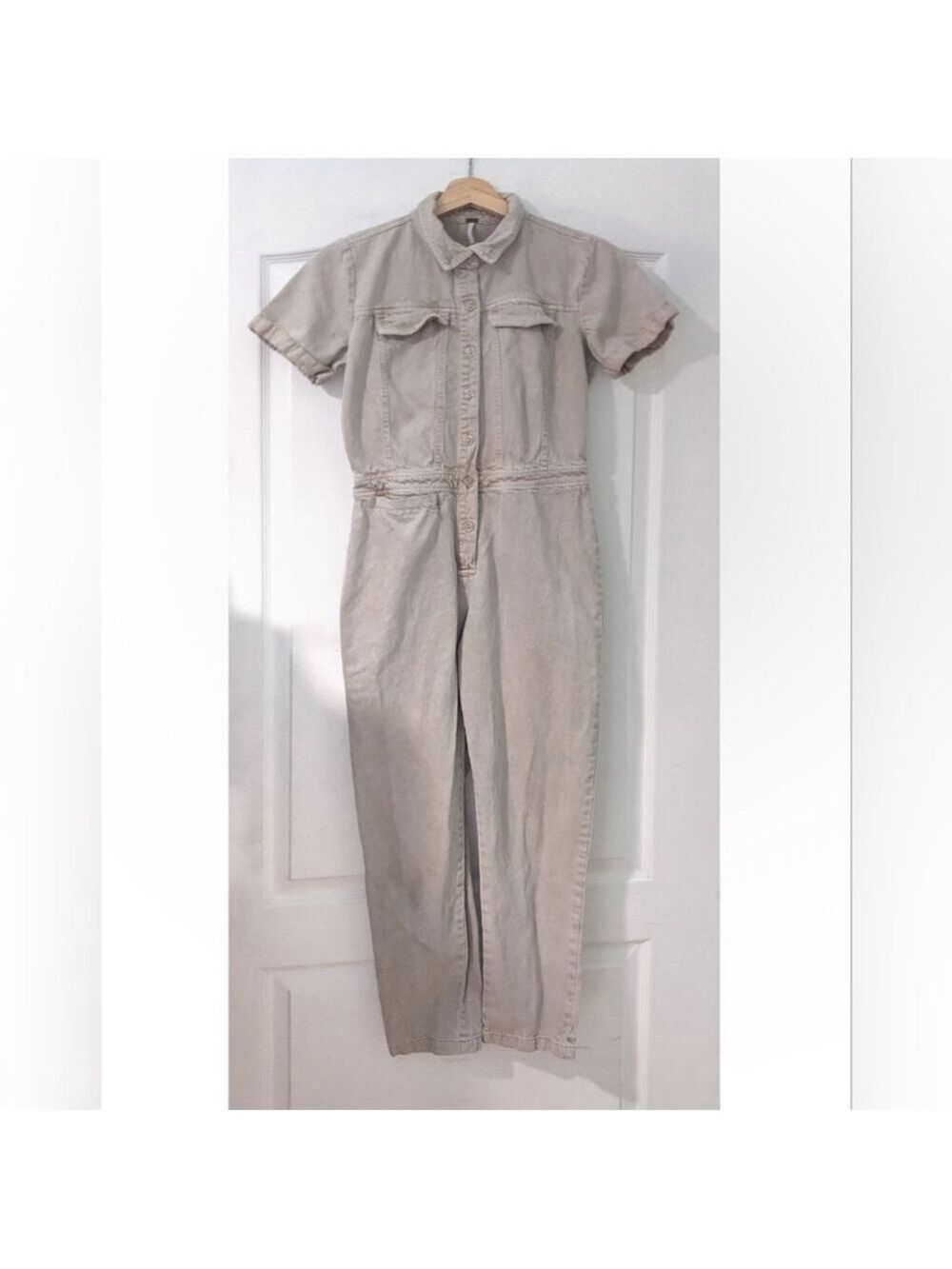 YFB Young Fabulous & Broke | Aviator Short Sleeve Jumpsuit in Tan